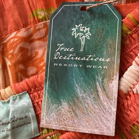 True Destinations Resort Wear Cover Up Dress Floral Pom Pom - Picture 6 of 6